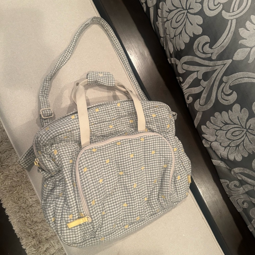 Zara Gray and Yellow Patterned Baby Bag